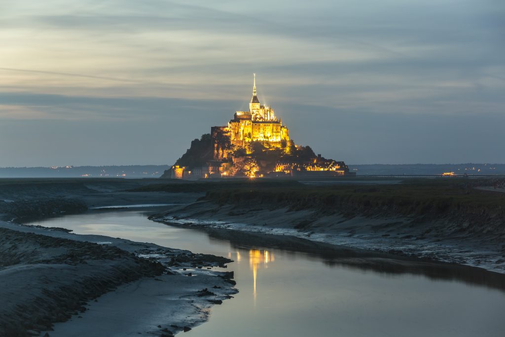 Normandy France - Mont St Michel at dusk